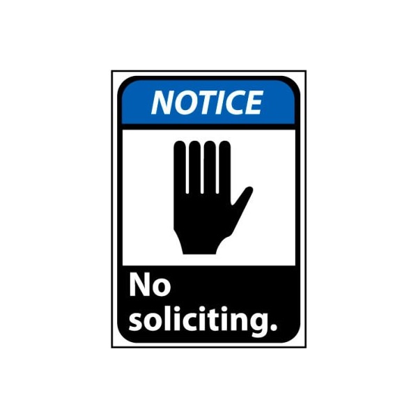 Notice Sign 14x10 Rigid Plastic - No Soliciting